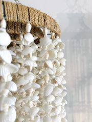 Shell Chandelier 3 Tier twine and white shell drop