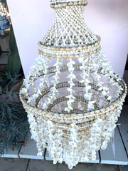 Shell Chandelier round-tier-diamond white nassa cream communis