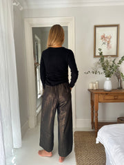 Linen Palazzo Pants in Gold Dust