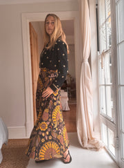 The Laurent Batik Maxi Skirt in Blackbird