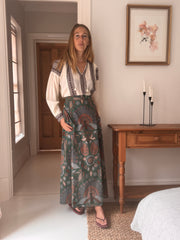 The Laurent Batik Maxi Skirt in Greenbird