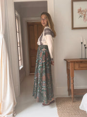 The Laurent Batik Maxi Skirt in Greenbird