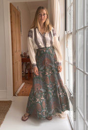 The Laurent Batik Maxi Skirt in Greenbird