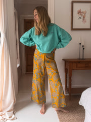 Batik Palazzo Pant in Yellow Bloom