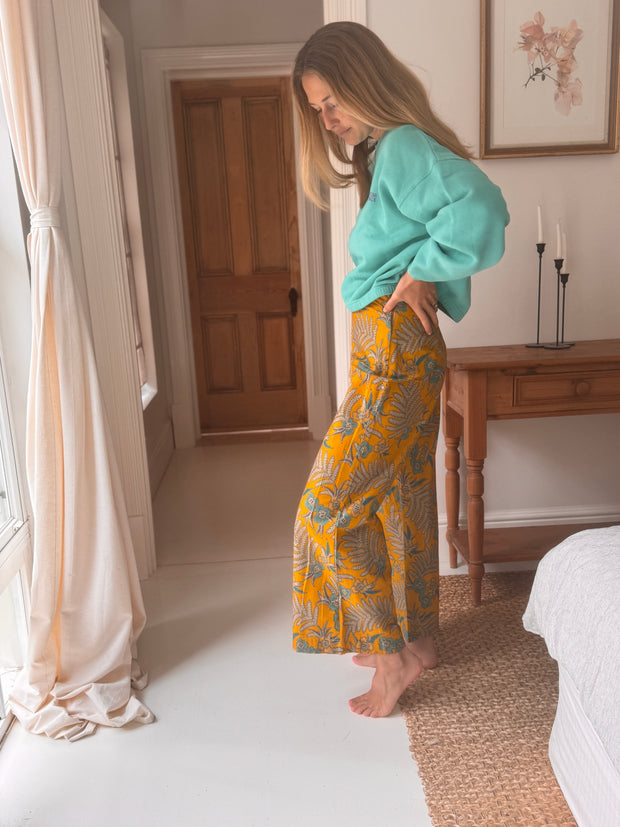 Batik Palazzo Pant in Yellow Bloom