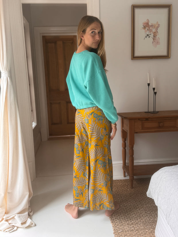 Batik Palazzo Pant in Yellow Bloom
