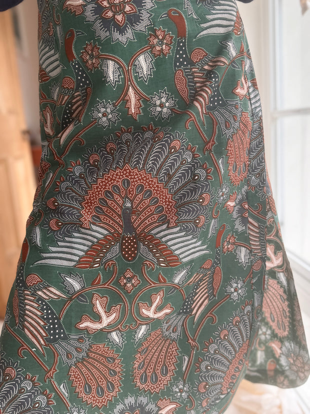 Batik Midi Skirt in Greenbird