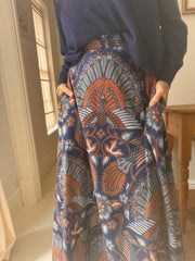 The Laurent Batik Maxi Skirt in Bluebird