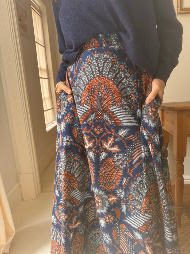 The Laurent Batik Maxi Skirt in Bluebird