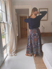 The Laurent Batik Maxi Skirt in Bluebird