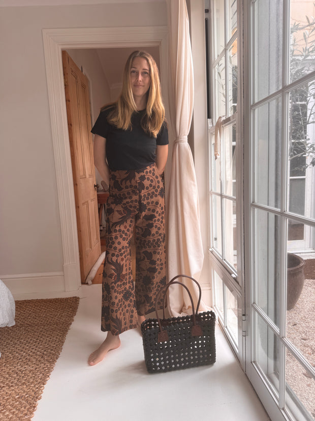 Batik Palazzo Pant in Checkered Blooms