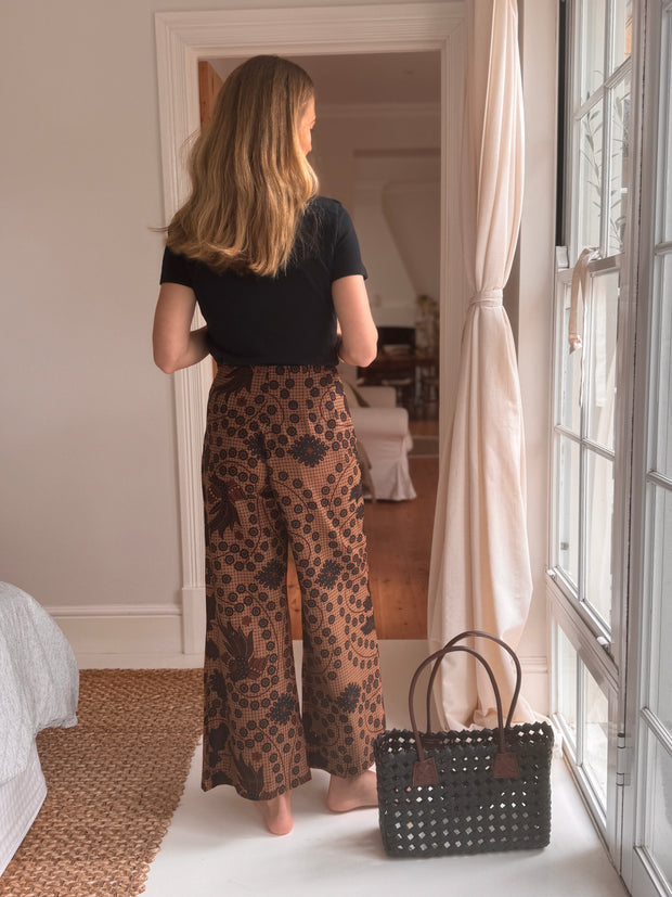 Batik Palazzo Pant in Checkered Blooms