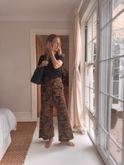 Batik Palazzo Pant in Checkered Blooms