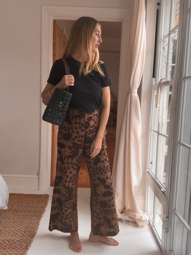 Batik Palazzo Pant in Checkered Blooms
