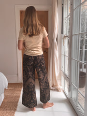 Batik Palazzo Pant in Black and Gold