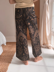 Batik Palazzo Pant in Black and Gold
