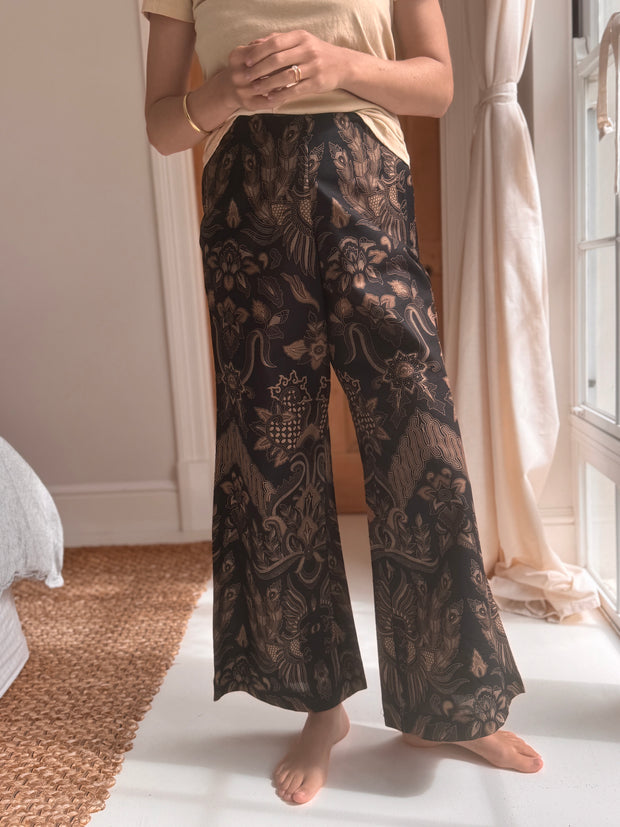 Batik Palazzo Pant in Black and Gold