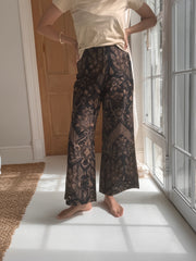 Batik Palazzo Pant in Black and Gold