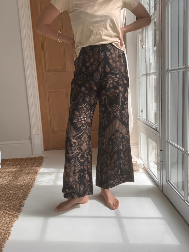 Batik Palazzo Pant in Black and Gold