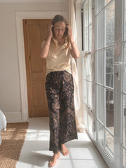 Batik Palazzo Pant in Black and Gold