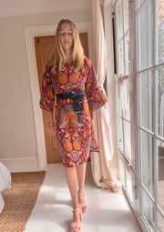 Porto Midi Kaftan in Flaming Peacock