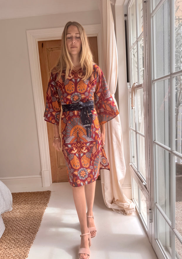 Porto Midi Kaftan in Flaming Peacock