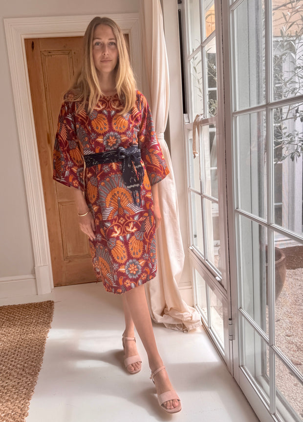 Porto Midi Kaftan in Flaming Peacock