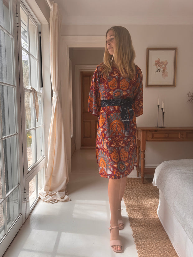 Porto Midi Kaftan in Flaming Peacock
