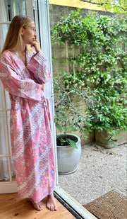 Iridescent Sea Batik Kimono in Pastel Pink