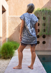 Ikat Mini Dress in Charcoal