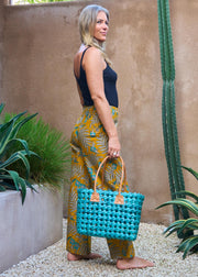 Palm Basket in Turquoise