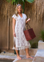 Ponza Island Dress in Coconut Ikat
