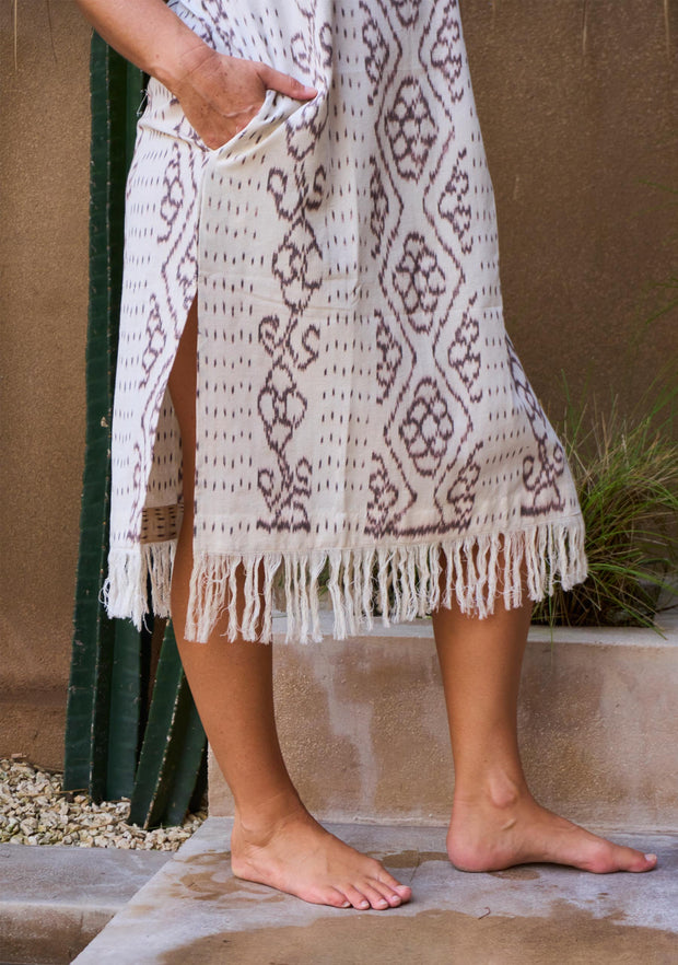 Ponza Island Dress in Coconut Ikat