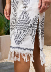 Ponza Island Dress in Black & White Ikat