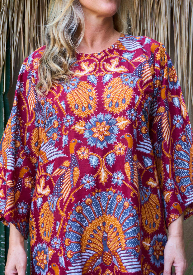 Porto Midi Kaftan in Flaming Peacock