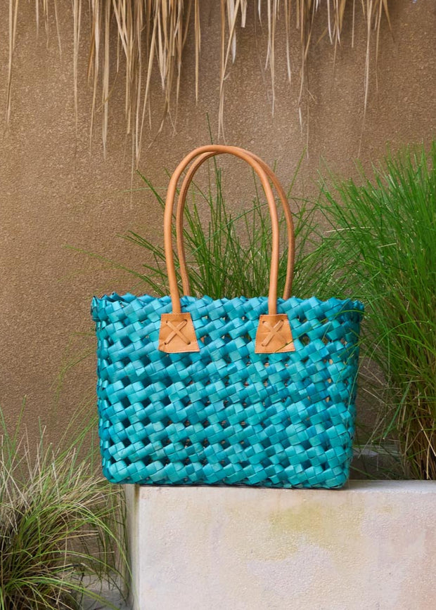 Palm Basket in Turquoise