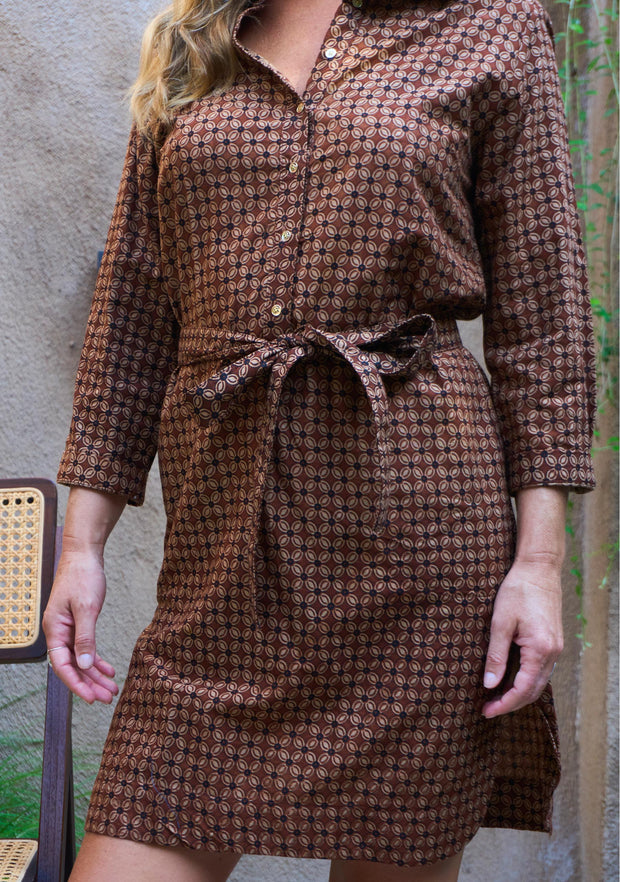 New Yorker Dress in Brown Batik