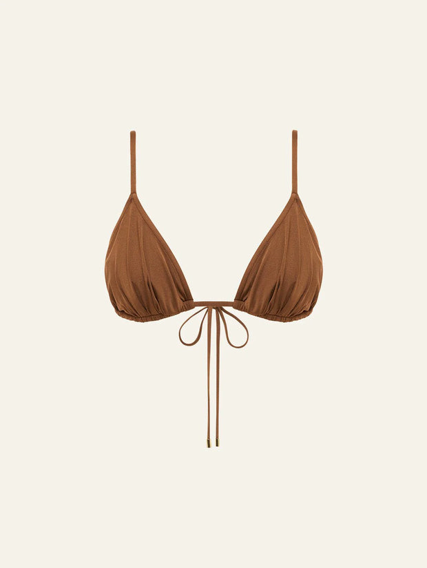 Peony Swimwear Ruched String Triangle in Maple