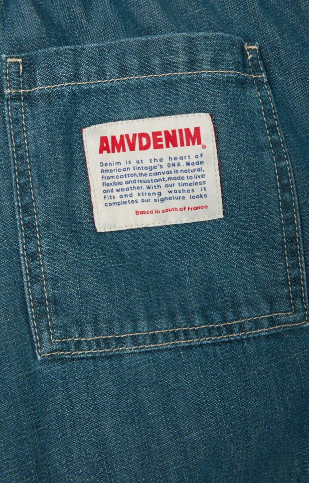American Vintage OZYR Pants in Medium Green Caste /Blue