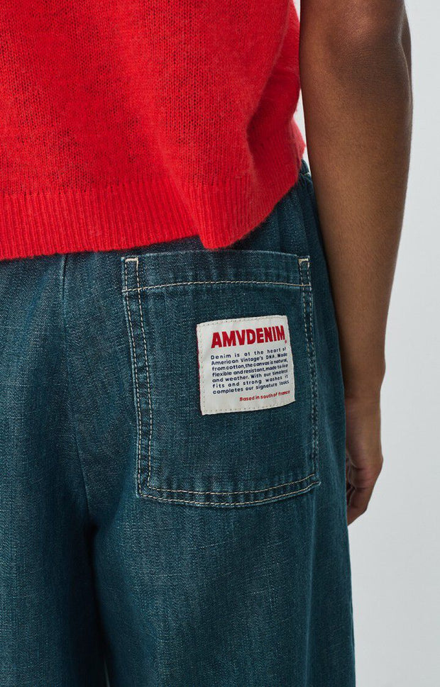 American Vintage OZYR Pants in Medium Green Caste /Blue