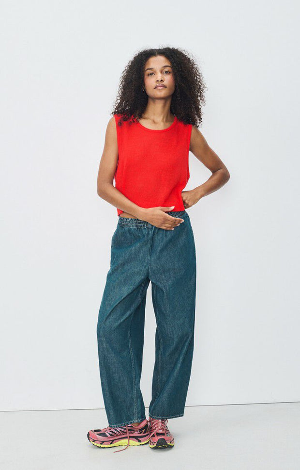 American Vintage OZYR Pants in Medium Green Caste /Blue
