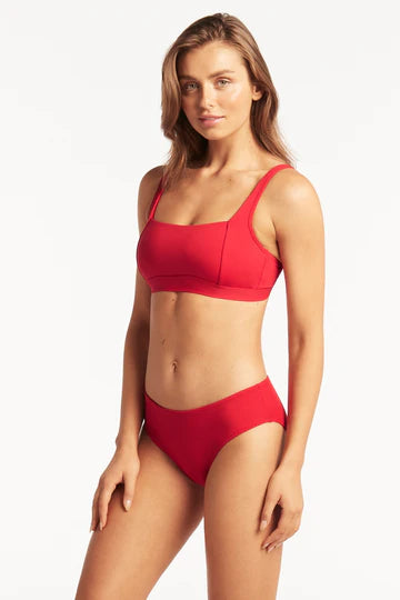 Sea Level Essentials Mid Bikini Pant in Red