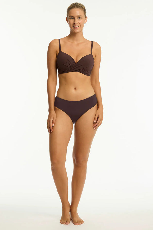 Sea Level Essentials Edit Mid Bikini Pant in Cocoa