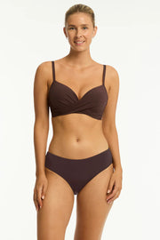 Sea Level Essentials Edit Mid Bikini Pant in Cocoa