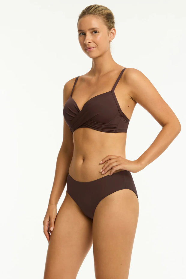 Sea Level Essentials Edit Mid Bikini Pant in Cocoa