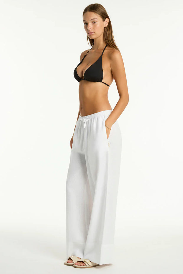SEA LEVEL Tidal Linen Palazzo Pant in White
