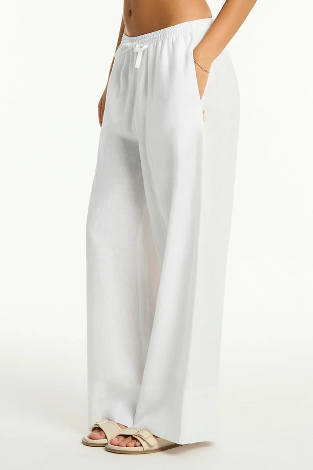 SEA LEVEL Tidal Linen Palazzo Pant in White