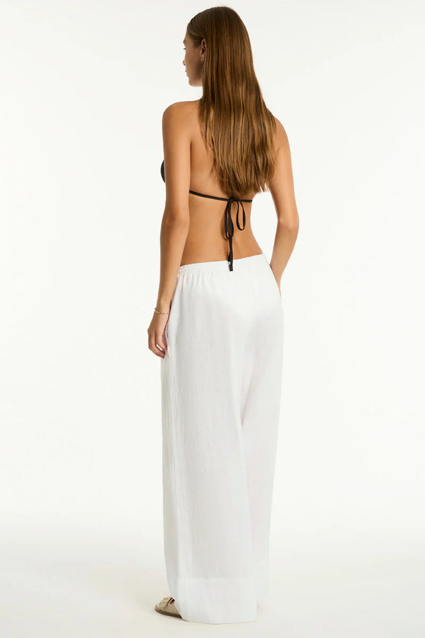 SEA LEVEL Tidal Linen Palazzo Pant in White