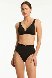 INDIA HICKS x SEA LEVEL Lattice Plunge Bra Top in Black