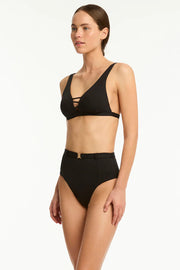 INDIA HICKS x SEA LEVEL Lattice Plunge Bra Top in Black